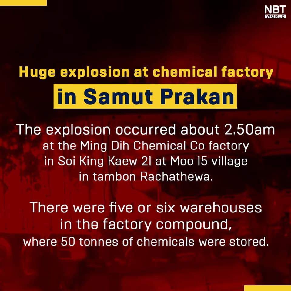 Huge explosion at chemical factory in Samut Prakan