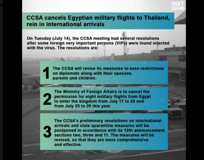 CCSA cancels Egyptian military flights to Thailand