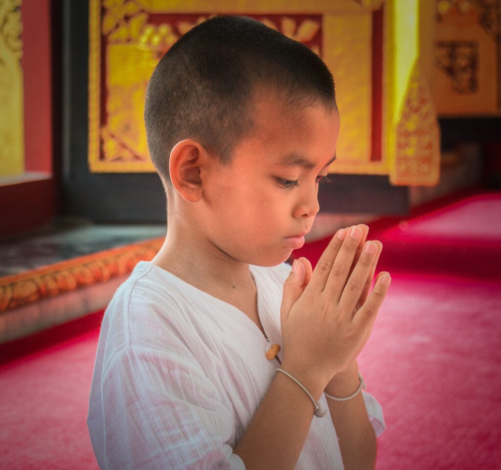 At a Buddhist Temple in Bangkok, Thailand, youth can be seen offering prayers of gratitude to nature. The act of standing with hands folded, head bowed in thanks is an immense source of power. Such a gesture of surrender is an incredible display of strength.