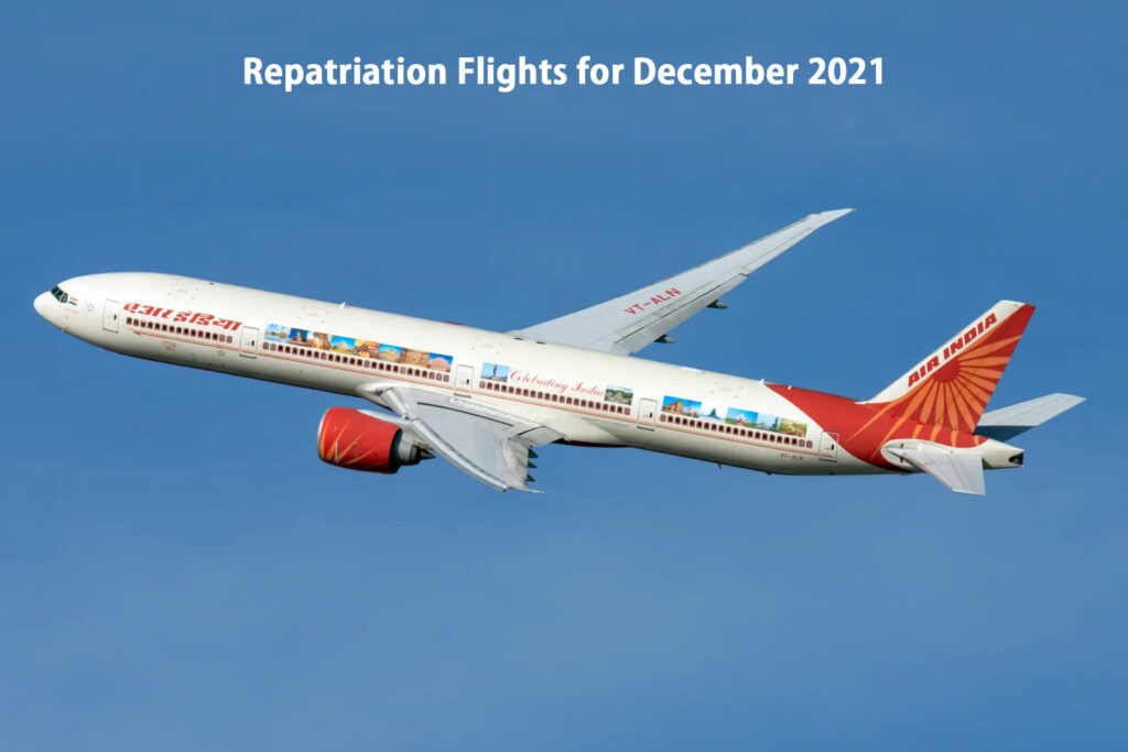 Repatriation Flights for December 2021