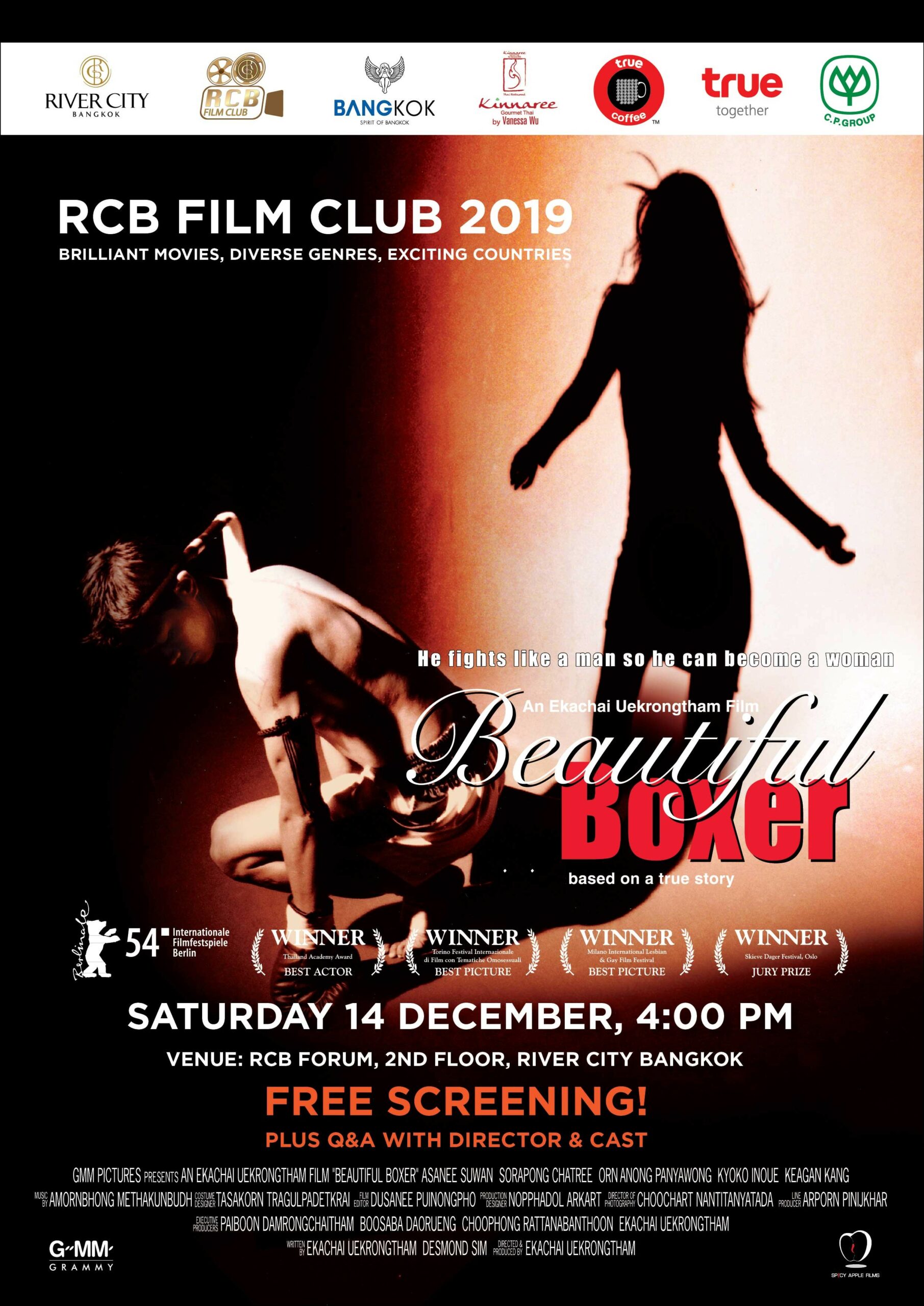 RCB Film Club’s Closing Film of 2019- ‘ Beautiful Boxer’, Thailand- Saturday 14 December,4:00 pm