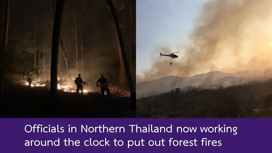 Officials in Northern Thailand working around the clock to put out forest fires