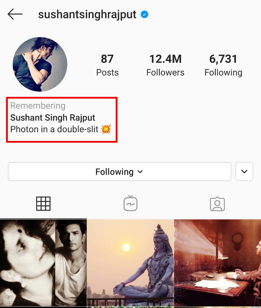 Instagram converts @sushantsinghrajput’s account to a Memorialized account