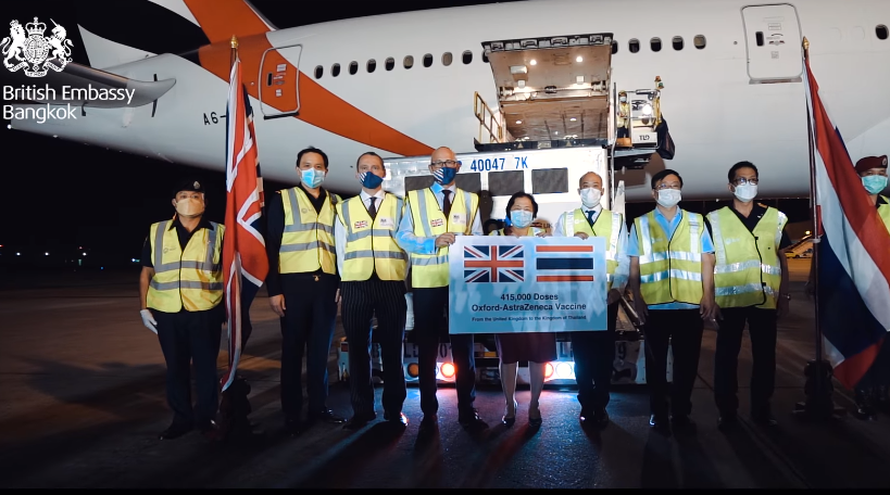 UK-donated AstraZeneca doses arrive in Thailand